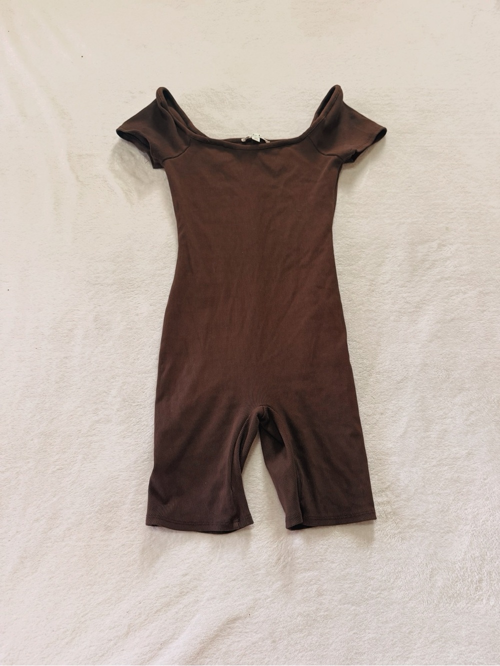 Better Be Brown Off-Shoulder Short Romper